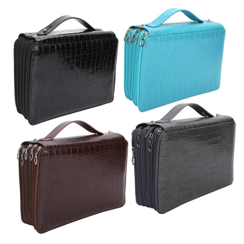 252 Gaten Gekleurde Etui Grote Capaciteit Art Schilderen Pen Draagbare Pu Pencilhold Pouch Kit