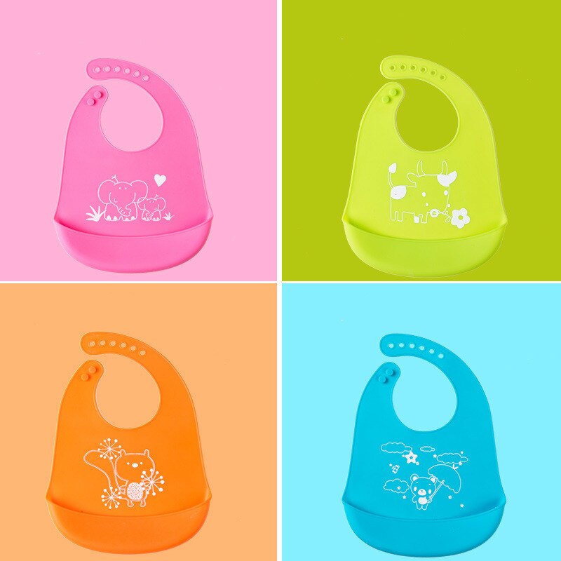 Infant Baby Boys Girls Silicone Waterproof Cute Toddler Bib Washable Roll Up Crumb Catcher Feeding Eating Baby's Bib
