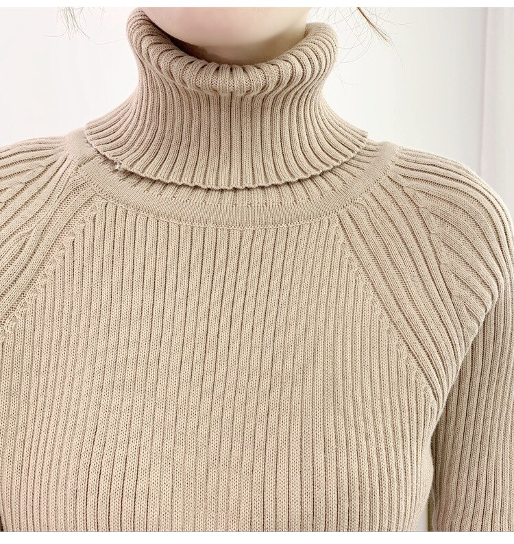 Coltrui Volledige Mouw Gebreide Jurk Vrouwelijke Winter Fall Vestidos Casual Dikke Gedraaide Vrouwen Lange Trui Jurken Beige