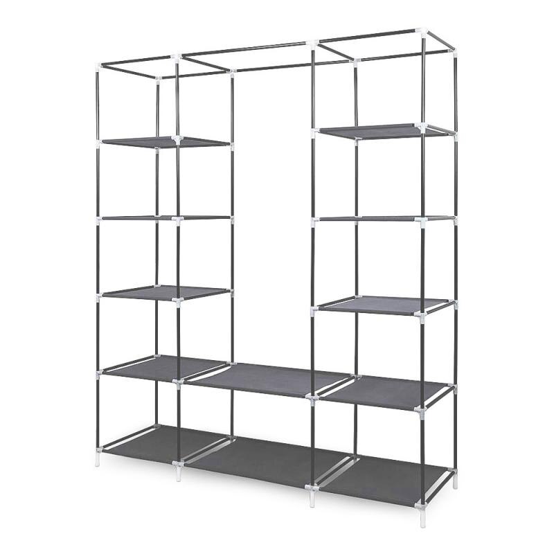 Offre Spéciale Trois-porte vêtement en tissu non tissé Multi-usages penderie tissu Placard Portable Pliant Vêtements Armoire De Rangement Meubles HWC