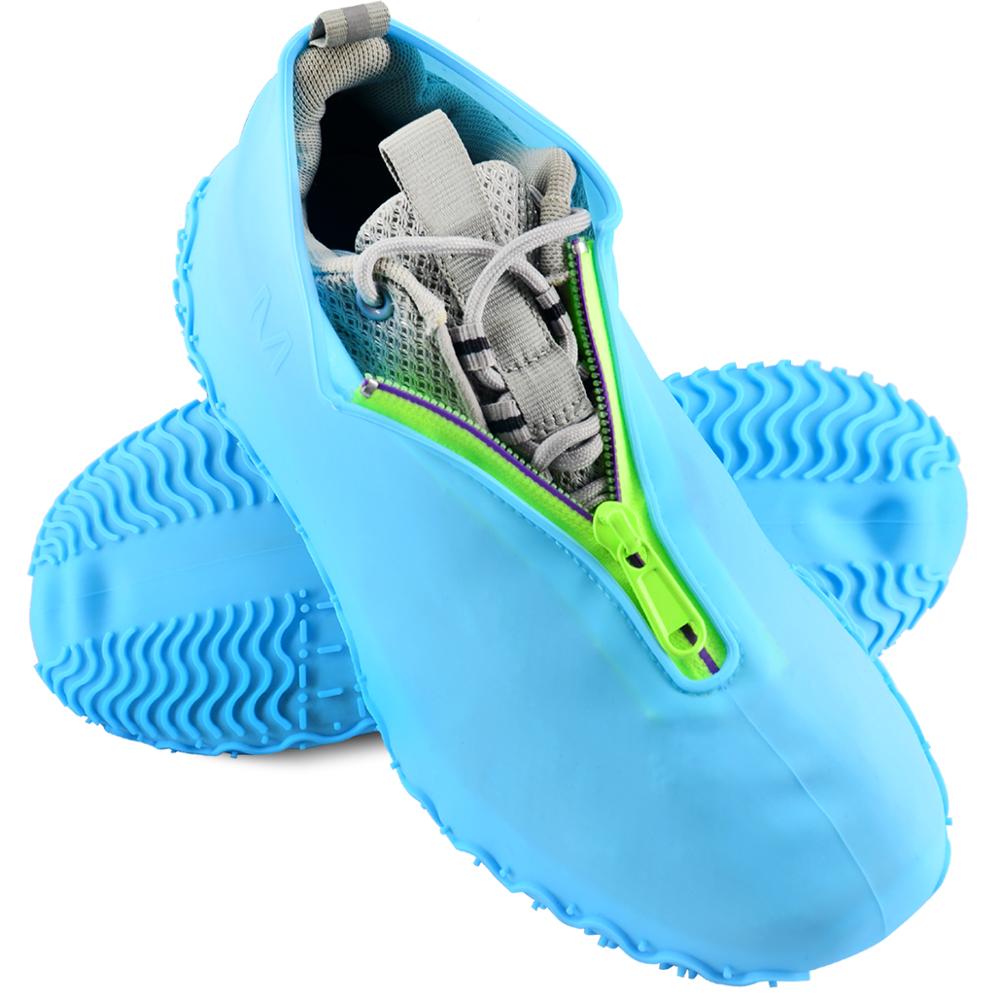 BXIO Siliconen Schoen Covers met Rits Outdoor Siliconen Laarzen Cover Mannen Waterdichte Overschoenen Antislip Schoenen Cover: Blue / XL
