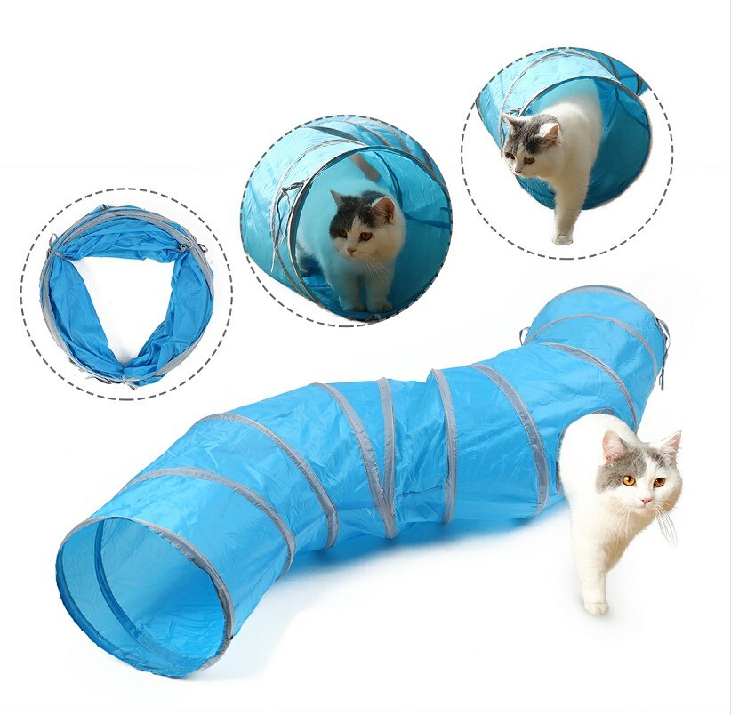 Free Ship Pet Funny Toy Foldable Pet Cat Tunnel Balls Play Tubes Balls Cat House Toys Puppy Ferrets Rabbit Play Dog Tunnel Tubes: AJD0003Blue