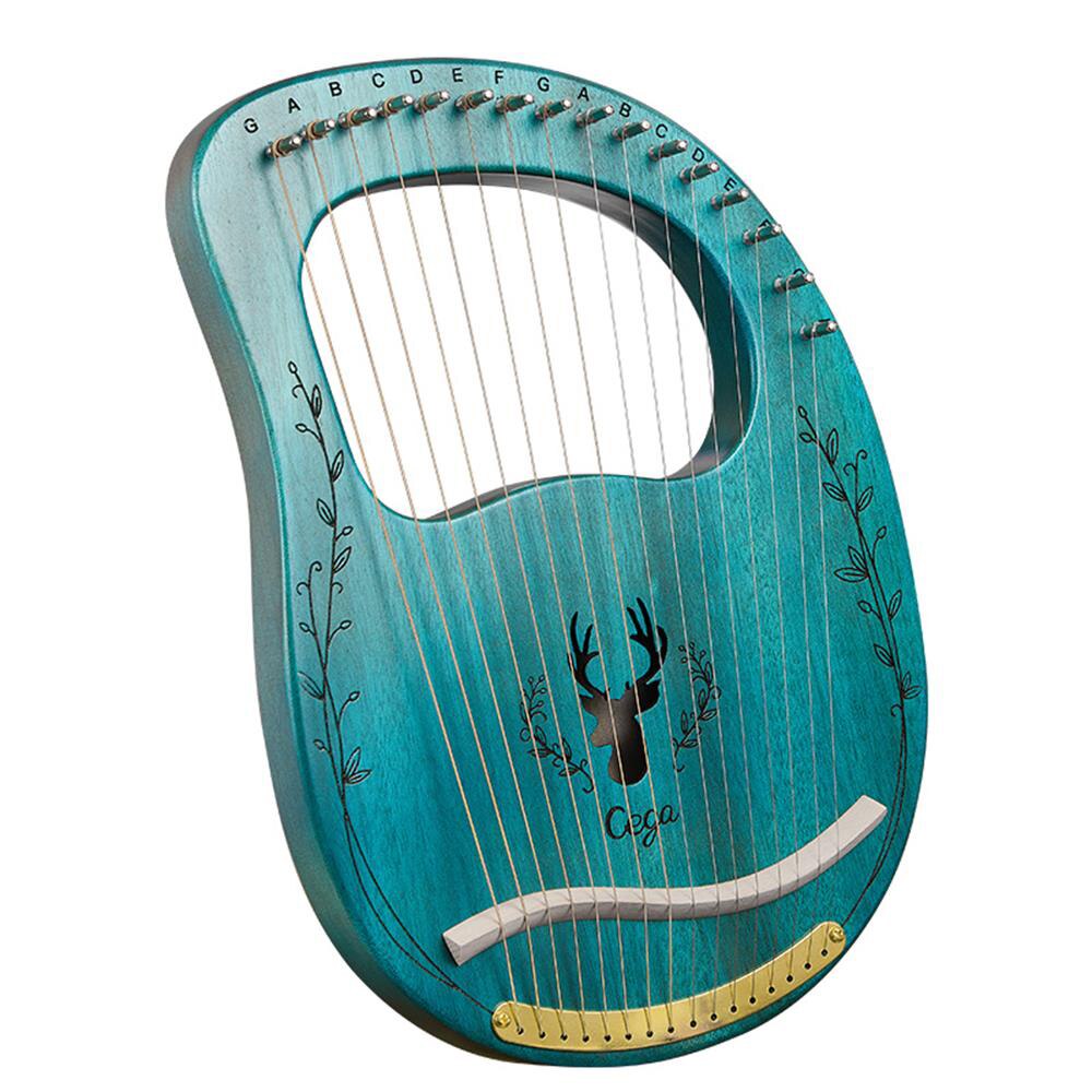 Muslady 16 String Lier Harp Verbeterde Lier Harp Draagbare Massief Houten Harp String Instrument Met Picks Stemsleutel Clear Blue
