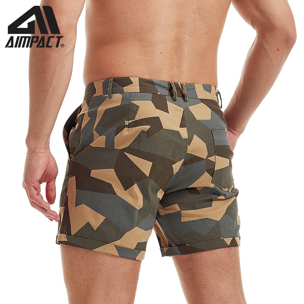 AIMPACT-pantalones cortos informales de algodón para hombre, Shorts masculinos de 3 pulgadas, de camuflaje, de carga, para playa al aire libre, AM2379