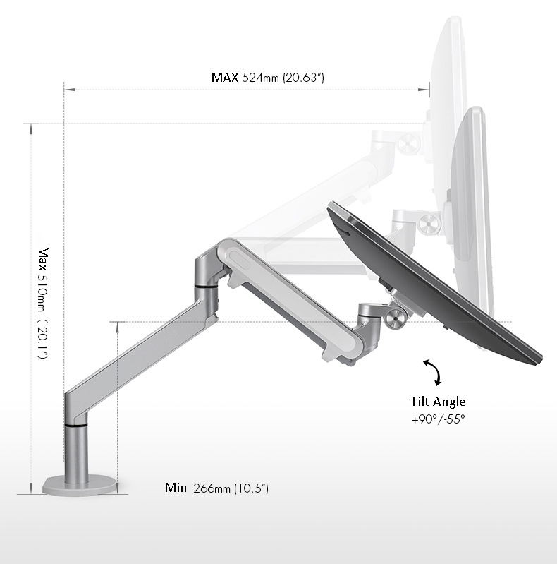 Hyvarwey-suporte de mesa para monitor lcd de 17 a 32 polegadas, ajustável, altura de alumínio, flexi, suporte de mesa