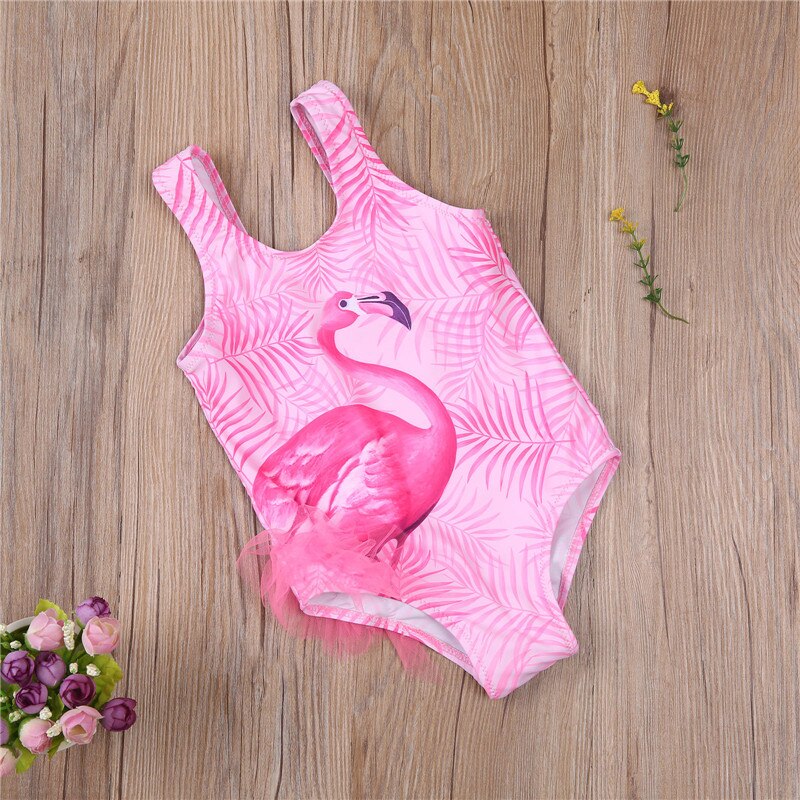 Kids Swimsuit 3~12Y Girls One-piece Swimsuit Children Girls Cute Children Baby Girl Pink Printed One-Pieces Swimwear