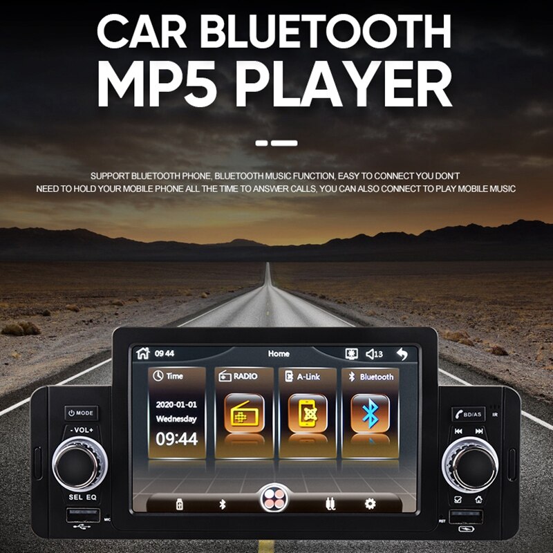 1 Din Auto Radio Stereo 5 Inch Multimedia Ips Touchscreen MP5 Speler Met Knop Knop Dual Usb Bluetooth Spiegel Link
