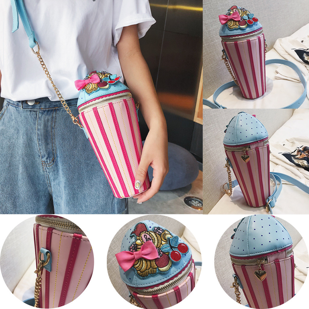 Women Ice Cream-Like Leather Crossbody Bags Lovely Mulit Style Trend Weird Bag Portable Single Shoulder Bags YL4