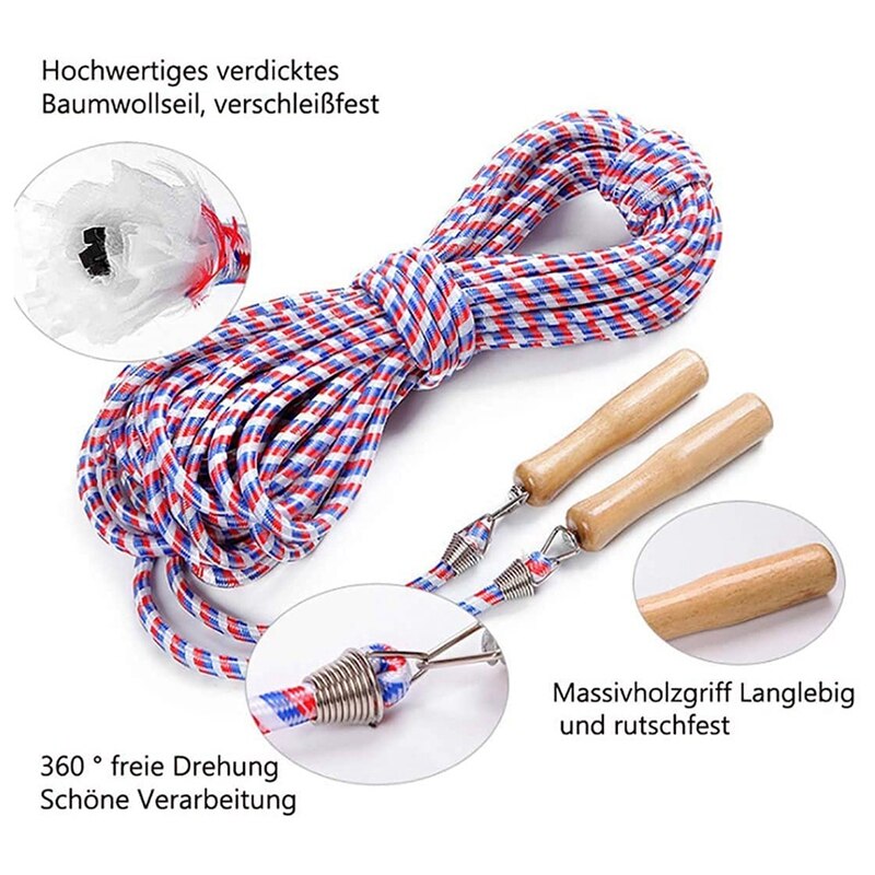 Skipping Rope For Multiple Players,With Wooden Handle,Team Group Jump Rope For School Sport Outdoor Activities