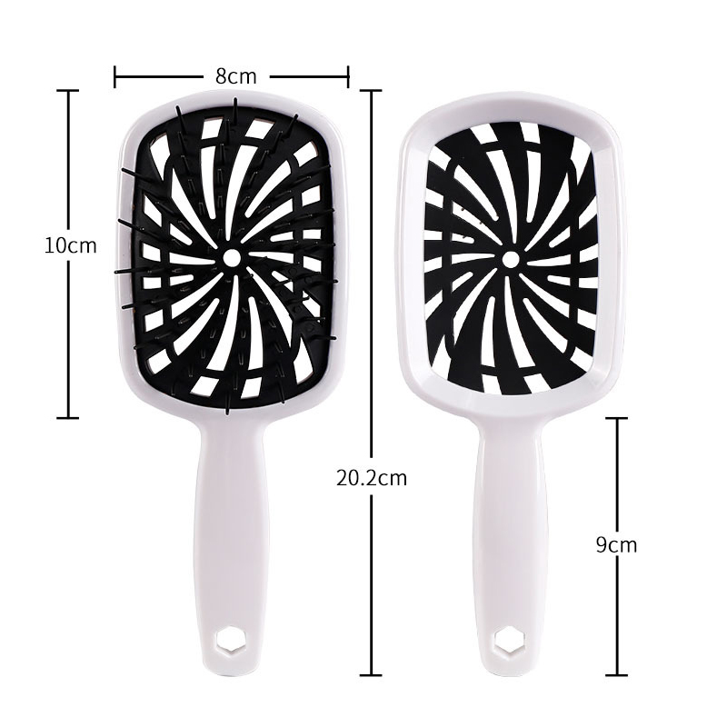 1 cepillo para desenredar ancho, peine para peluca, peine para masaje del cuero cabelludo, peine antiestático para desenredar el cabello húmedo o seco de doble uso, cepillo para el cabello hueco: Castaño