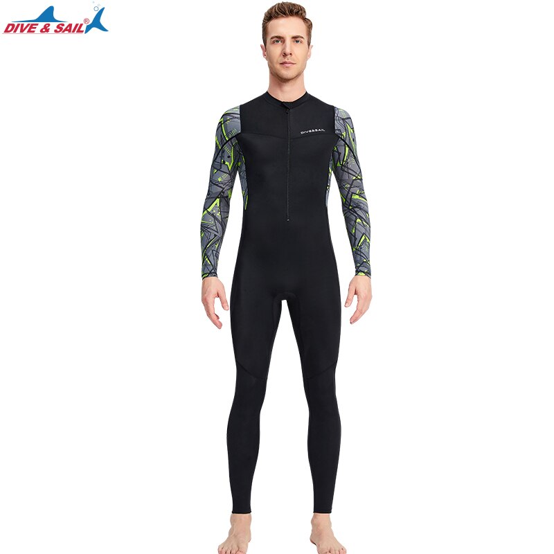 Men&#39;s Full Body Wetsuit Surfing Diing Suit Scuba Dive Skin Rash Guard One Piece Long Sleee Front Zip Quick Dry Sunsuit UPF50+