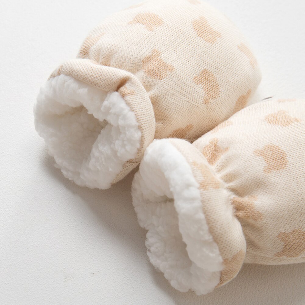 1 par nyfødte babyhandsker søde anti-grab vanter vinterfortykning varm fleece håndvarmere handsker til baby drengepiger