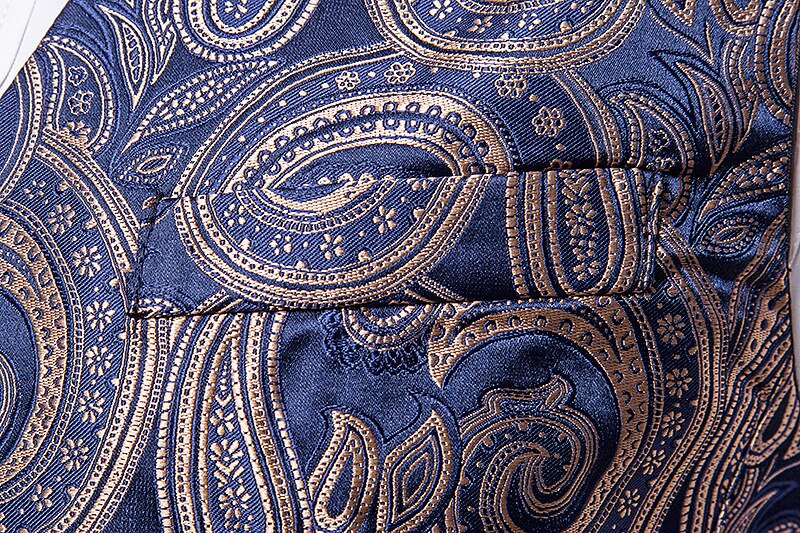 White Paisley Suit Vest Men Brand Slim Fit Single Breasted Vest Waistcoat Men Party Wedding Dress Vest Chaleco Hombre