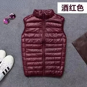 Donsvest voor heren Winter, los eendendons Lichte veren Modejas Jas Warm heren los plus eenvoudig effen kleur jasjevest: XXL / Rood