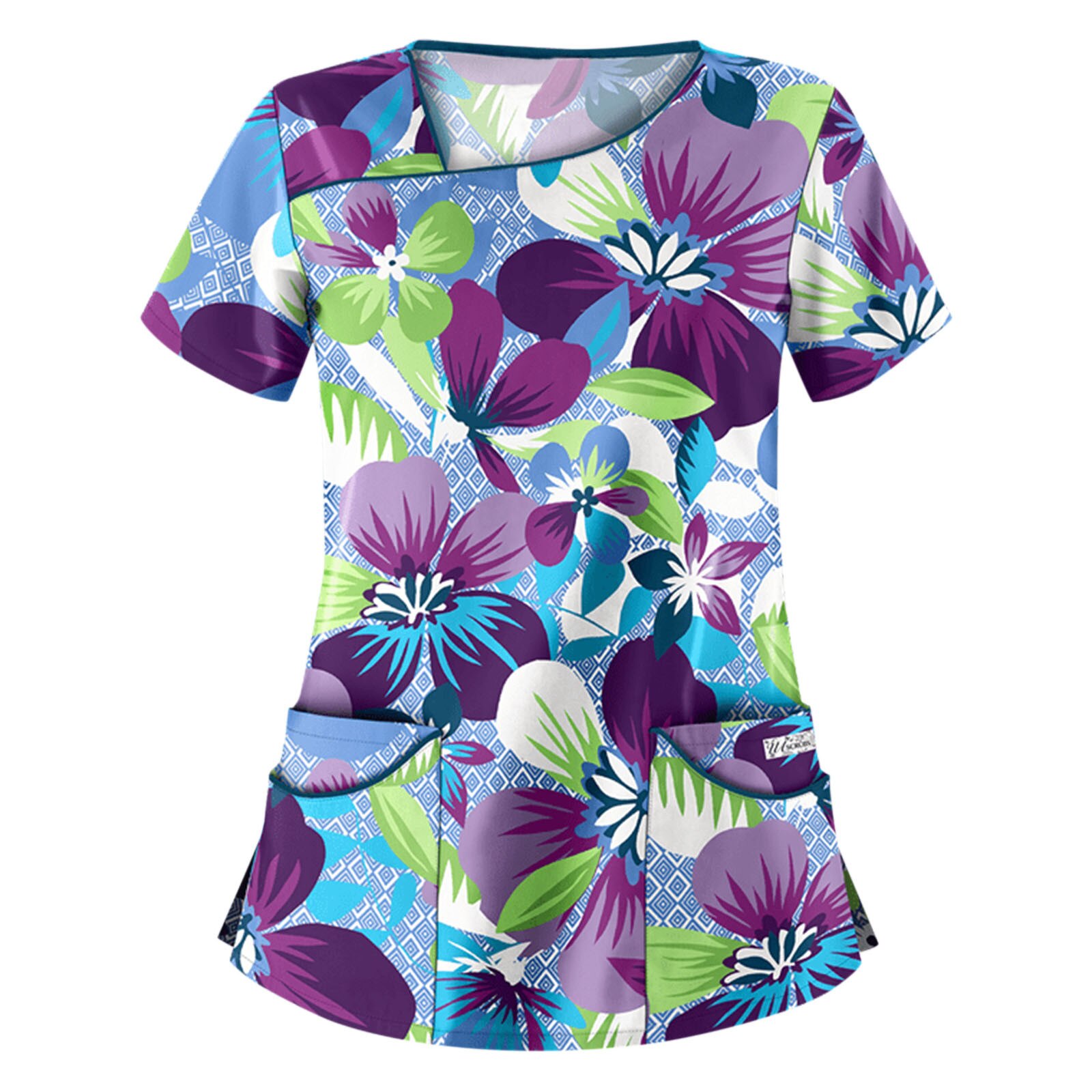 Nurse Uniform Women Short Sleeve Irregular -neck Tops Working Uniform Women Blouse nurse accessories uniformes clinicos mujer: Green / XXL