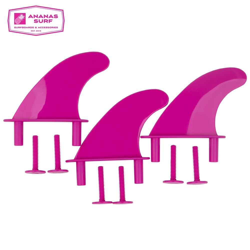 Surfboard softboard fins 3Pcs soft top Fins + replacement Soft Top 6 bolts screw surf school fins: Pink