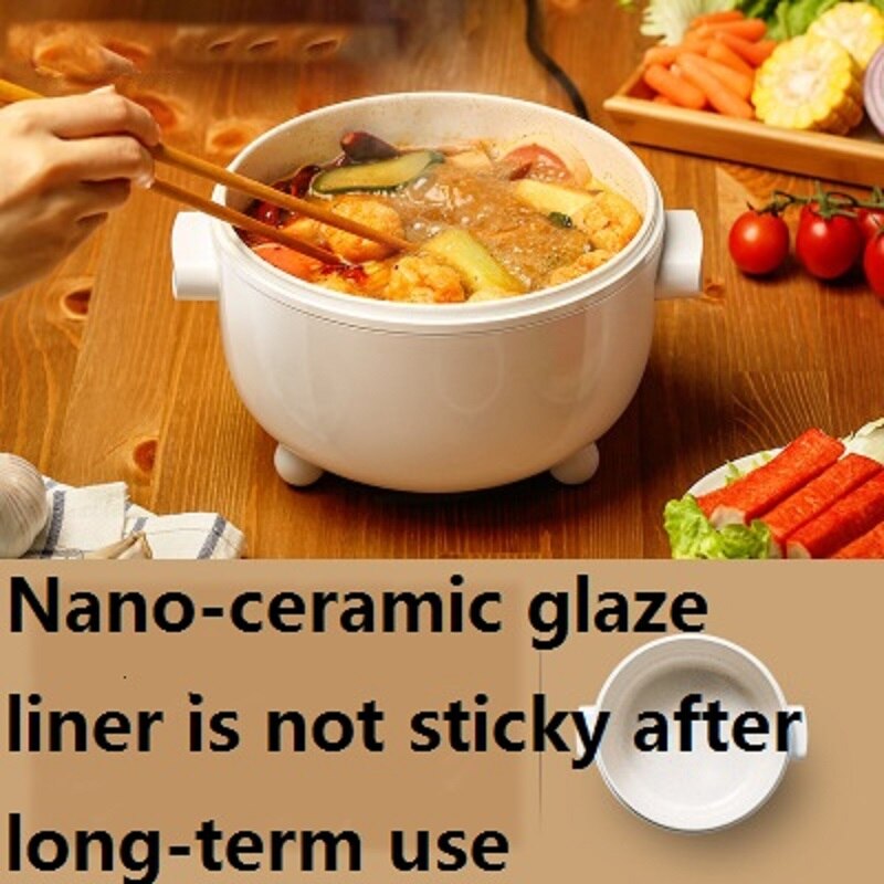 2L Electric Multi Cooker 350W Non-Stick Ceramic Glaze Inner Liner Cooking Pot Rice Instant Noodles for Home