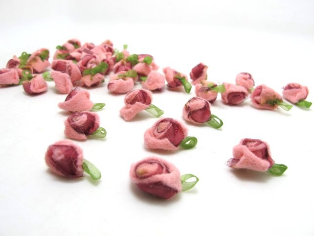 5 stykker 35mm rød fløjl rose blomst applikation med blad løkke | blomster dekoration udsmykning | dukke forsyninger | hår tilbehør gør