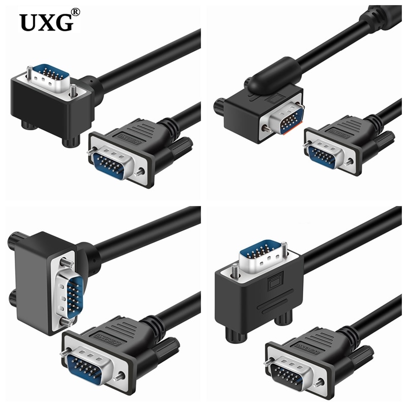 Computer Monitor Vga 1080P Kabel Standaard 15 Pin Connector 90 Graden Rechts Links Up Down Hoek Mannelijke Svga Cord draad Voor Desktop