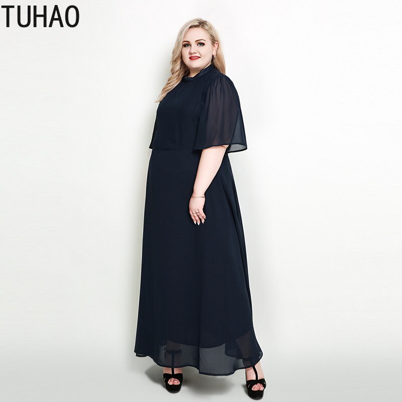Tuhao 6XL 7XL Chiffon Jurken Grote Maten Vrouwen Casual Losse Lange Jurk Plus Size Elegante Jurk Party Vestidos Robe Rl