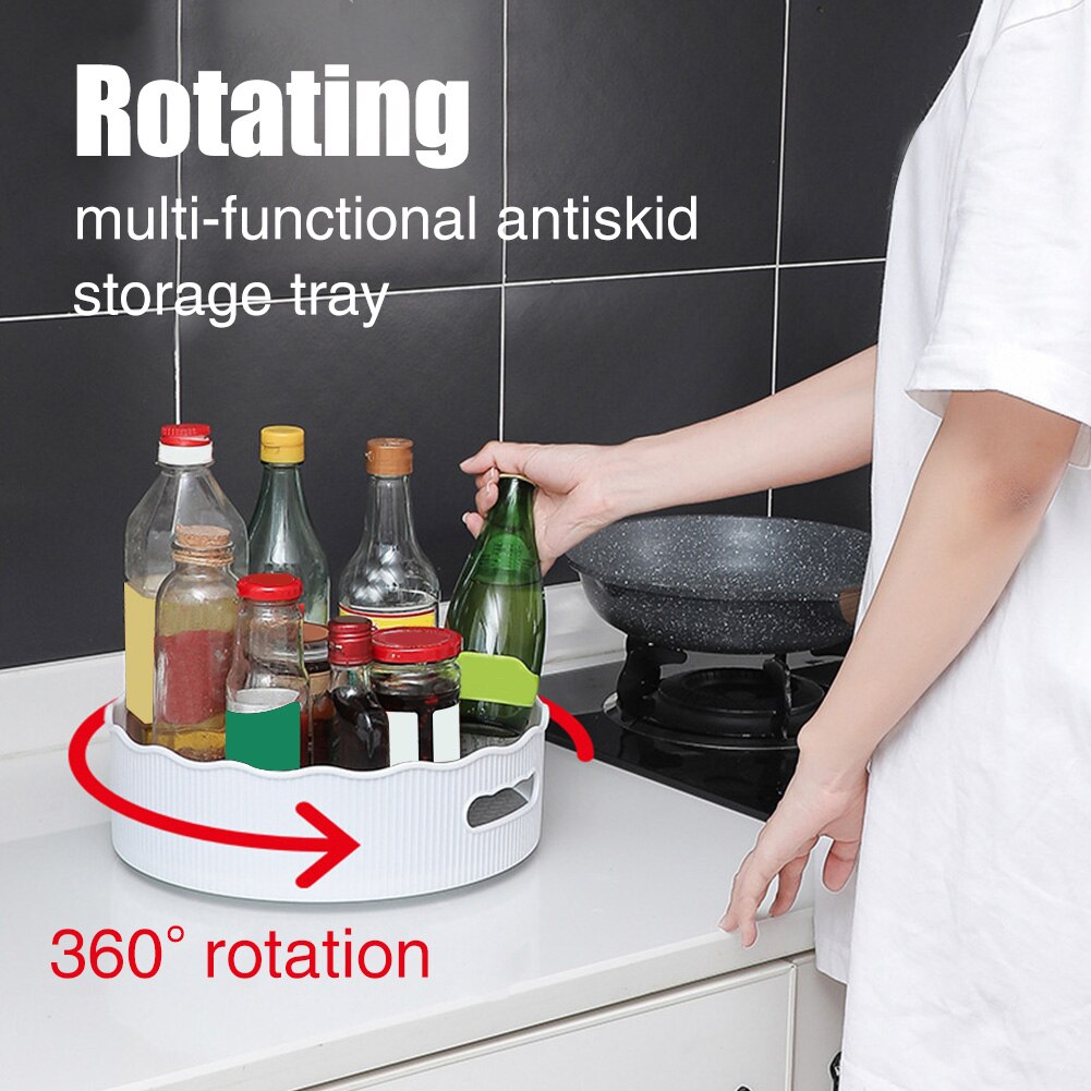 Kitchen Storage Food Organizer Condiment Holder Cooking Oil Revolving Large Capacity ABS Rack Makeup Home Lazy Turntable