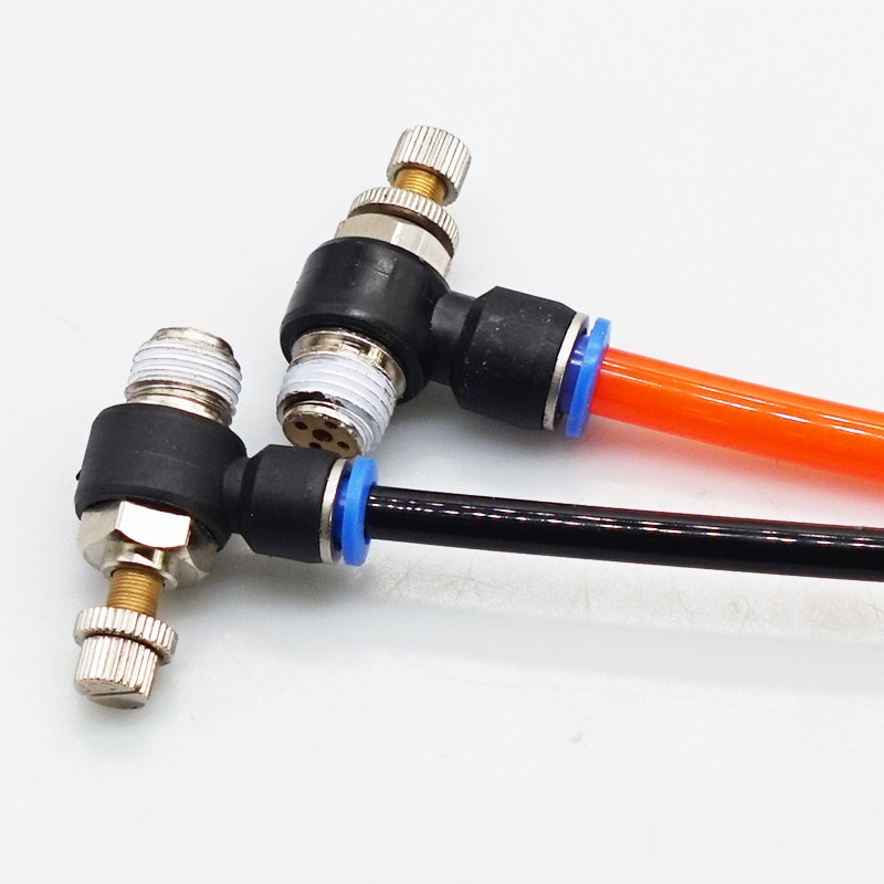 Pneumatic speed flow controller 8mm 6mm 10mm 12mm OD hose tube 1/4 "BSP 1/8" 3/8 "1/2" male Air flow limit valve