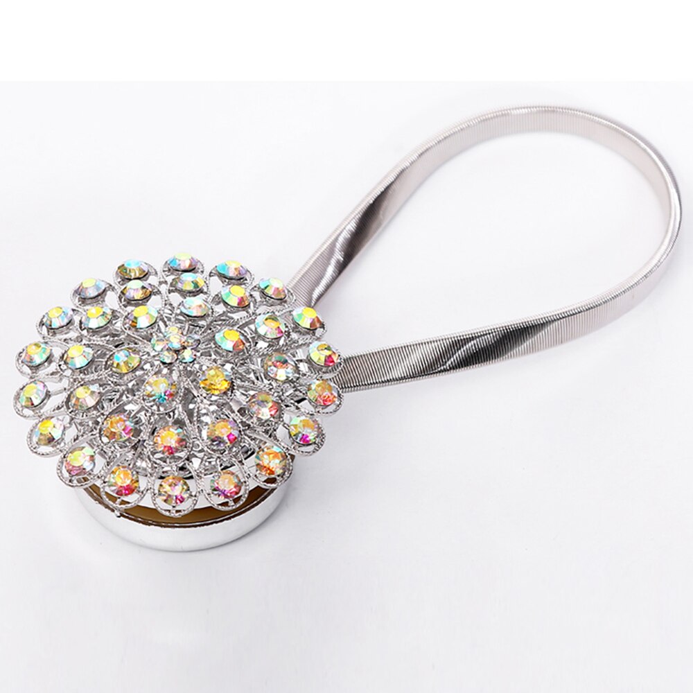 Abrazadera para cortina magnética con diamantes de imitación, hebilla de Metal para cortina con forma de flor, accesorios decorativos para ventana, para el hogar: 1