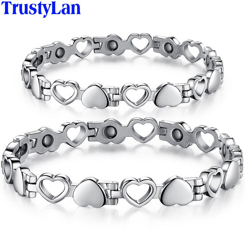 Trustylan Mode Magneten Armband Mannen Gezondheid Magnetische Rvs Womens Heren Armbanden Hart Vorm Koppels Polsbandjes