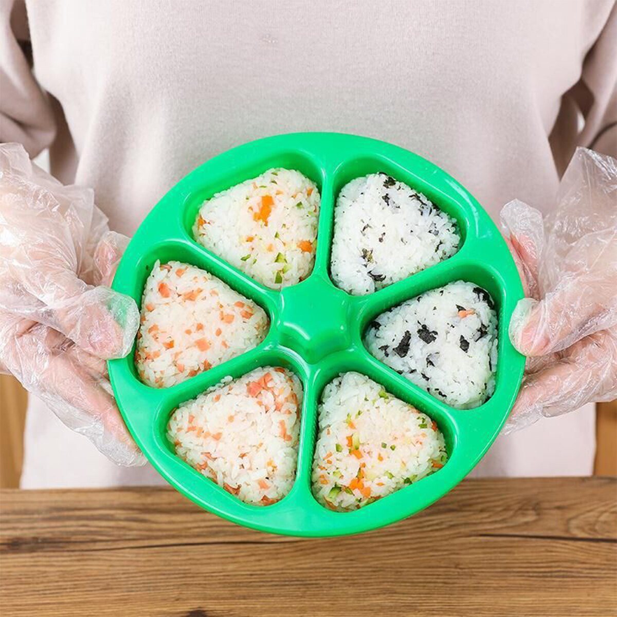 1Pc 6 Gaten Sushi Mold Onigiri Rijst Bal Bento Druk Maker Mold Diy Tools Utility Keuken Accessoires