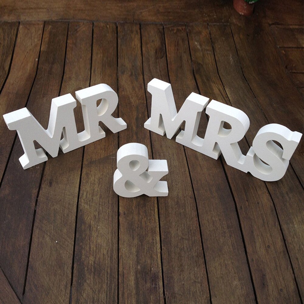 MR & MRS Wooden Letters Sign Wedding Decoration Ornament Reception Photography Props Craft MR & MRS Wedding Sign: B