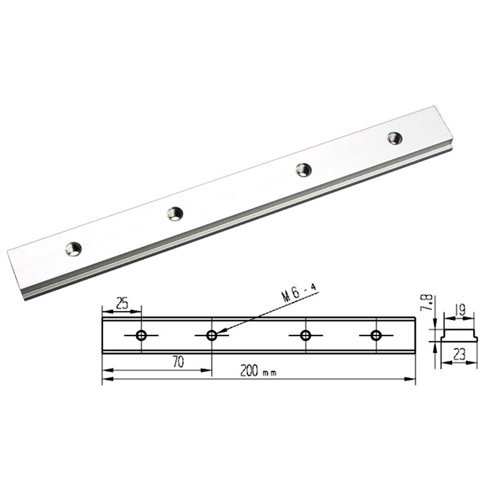 200mm M6 T Track Slot Sliding Slab Slide Block for T-slot Woodworking Tool 1pc