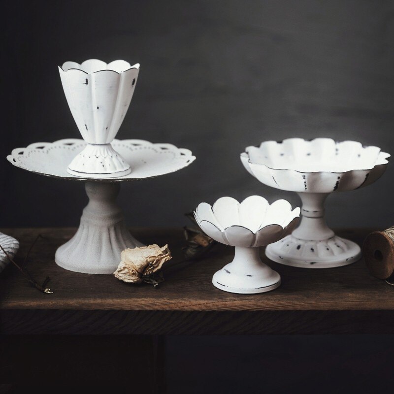 Cake Tools Small Cake Tray Candy Snack Fruit Plate Literary Wedding Cake Display Furnishing Frosted Iron Plate