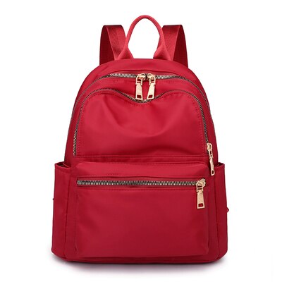 Vento Marea noir femmes sac à dos Nylon voyage sac à bandoulière doux sac d'école pour adolescentes couleur unie rouge sac Pack sac à main: RED