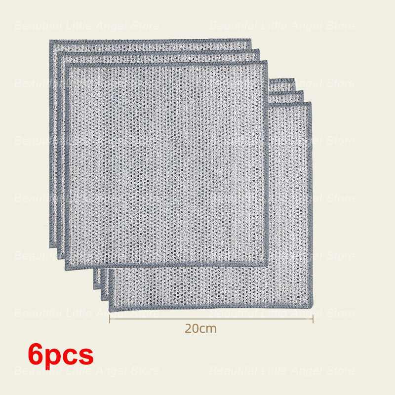 15/3 Stuks Magische Staaldraad Reinigingsdoek Dubbelzijdig Verdikte Metalen Zilveren Draden Vodden Keuken Schotel Wasdoek Schoon Gereedschap: Blauw / 3pcs