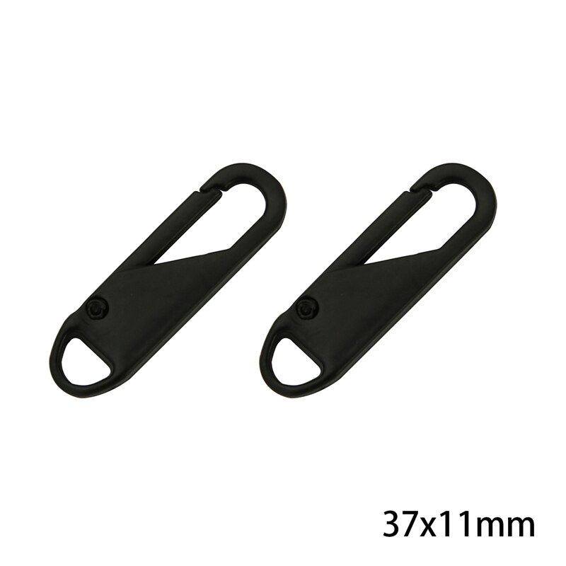 2Pcs Metal Removable Spring Zipper Pull Tab Universal Clothes Backpack Repair And Replacement Zipper Accessories: No.3 Black