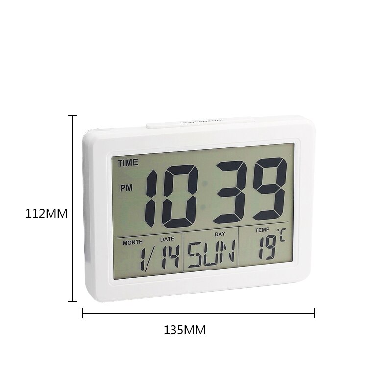 Sound Control LED Alarm Clock Bedside Electronic Clock Battery Operated Large LCD Screen Digital Calendar Temperature Display: A1