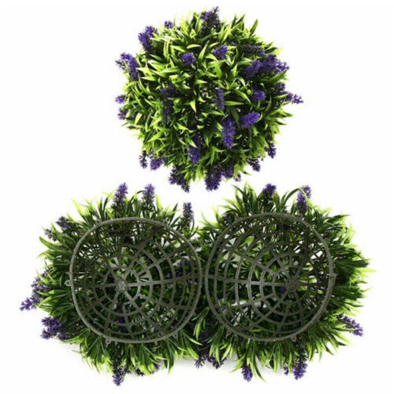3PCS Artificial Lavender Flower Hanging Basket Plant Purple Topiary Ball Garden Decor 20cm/25cm/30cm