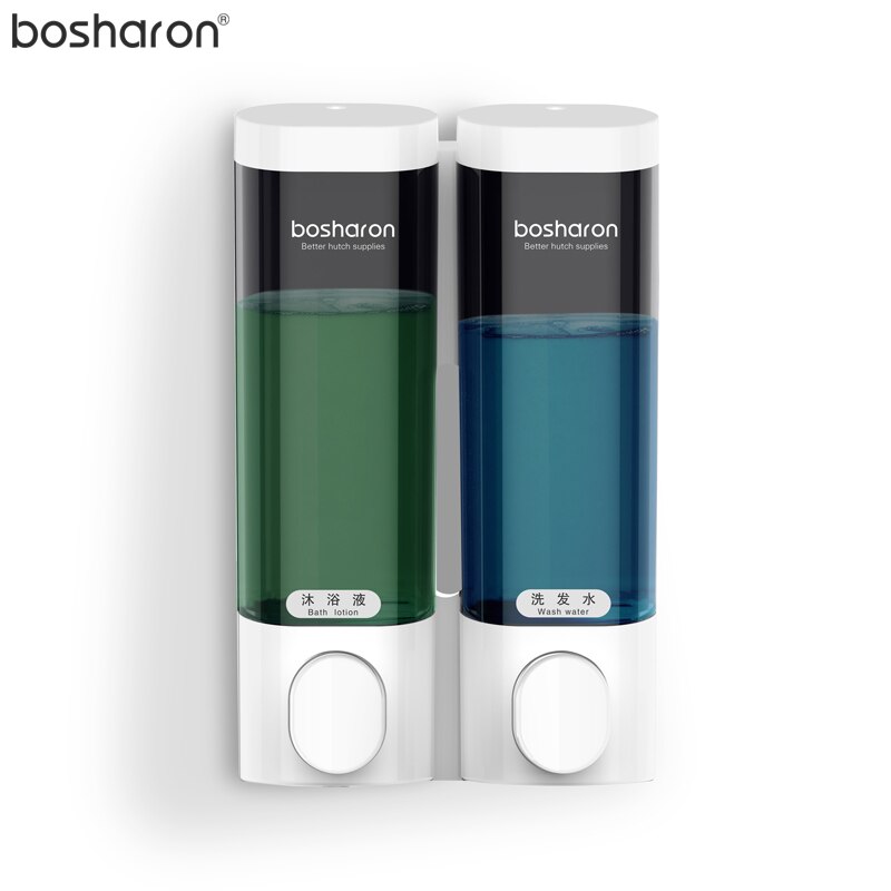 Triple Soap Dispenser Wall Mount Shampoo Dispensers Detergent Shower Gel Bottle Gold 300ml Plastic Bathroom Accessories For Home: White Double