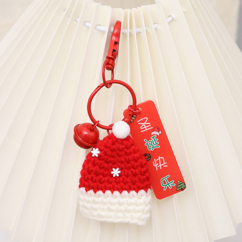 Pendentifs de Noël au Crochet - Porte-clés de Noël Tissés à la Main - Jolie Décoration de Sac pour Amis: Jaune Clair