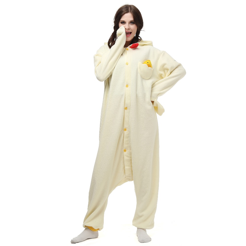 Christmas Halloween Birthday White Chicken Fleece Onesie Homewear Hoodie Pajamas Sleepwear Robe For Adults