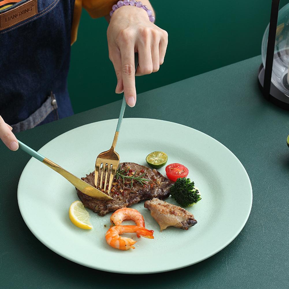 Shockproof Food Plate Plastic Heat-resistant Dinner Plate Tableware Set Breakfast Plate Salad Tray Steak Flate for Home