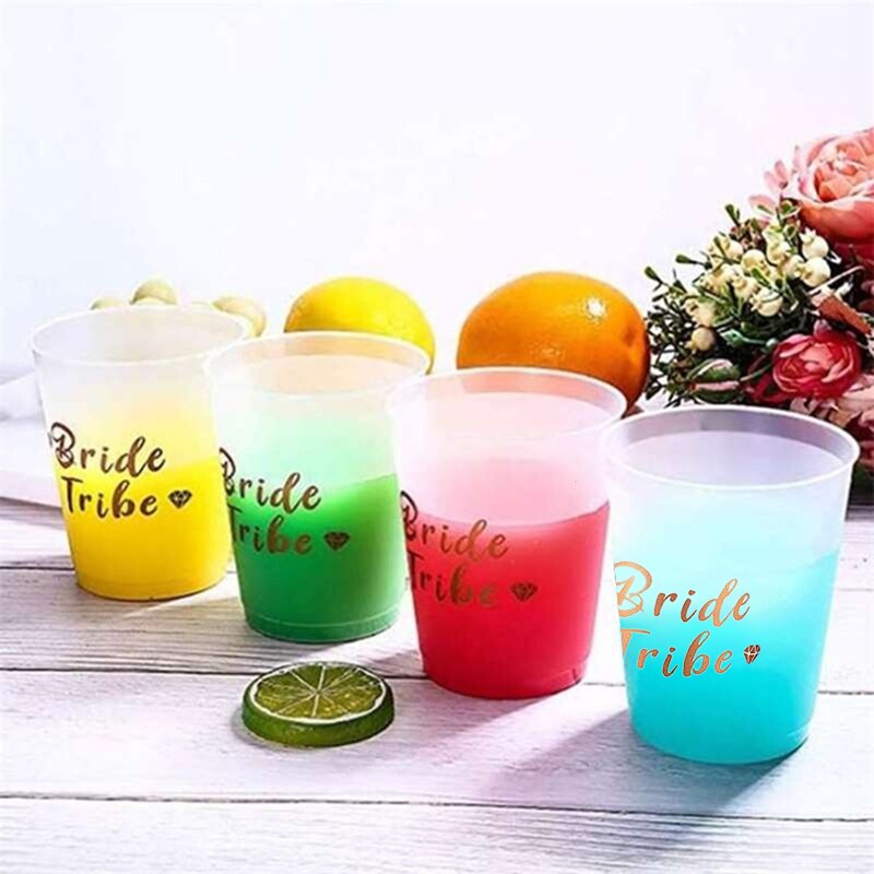 12pcs Team Bride Plastic Cup for Bridal Shower Wedding Decoration DIY Bachelorette Party Bride Cup Hen Night Bridesmaid