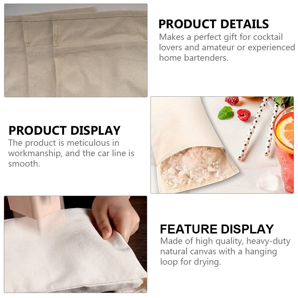 Canvas Ice Bag Crushed Ice Bag Bartender Kit Bar Tools Kitchen Accessory Pure cotton crushed ice bag cooling cold drink tool