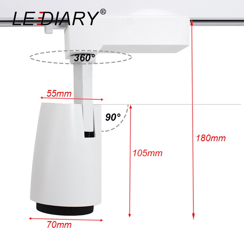 LEDIARY LED ajustable lámpara 15W 220V 240V Illuminazione un Binario luces de la pista ferroviaria para tienda exposición Oficina