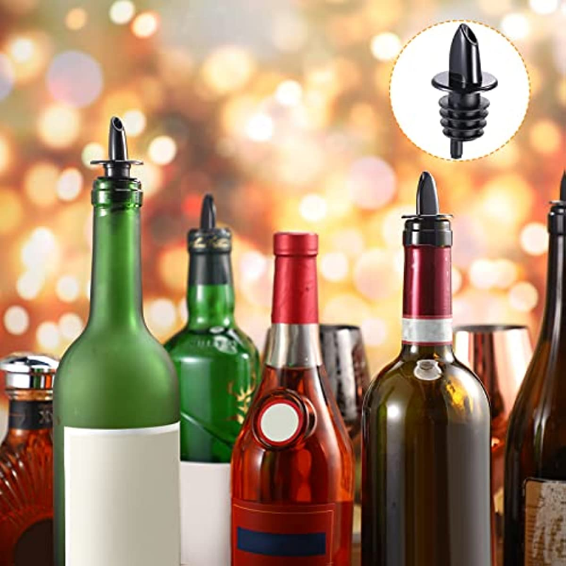 Liquor Bottle Pourers Flow Pourers Plastic Spouts Black Bottle Pourers for Bars Clubs Pubs Restaurants Coffee Shops