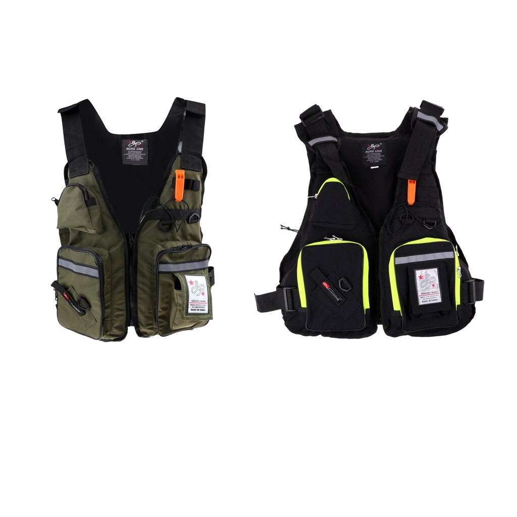 Pesca Kayak canoa vela nuoto sport acquatici all'aperto Multi tasca galleggiante aiuto gilet sicurezza con fischietto