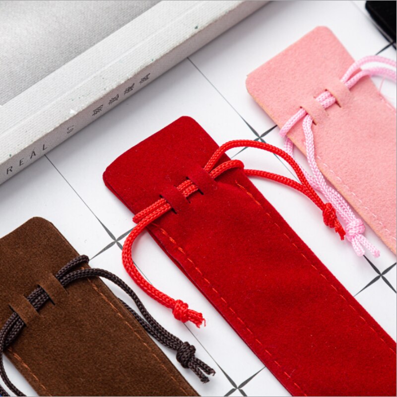 20 Pcs Black Velvet Pen Pouch Sleeve Holder Single Pen Bag Case Pencil Bag