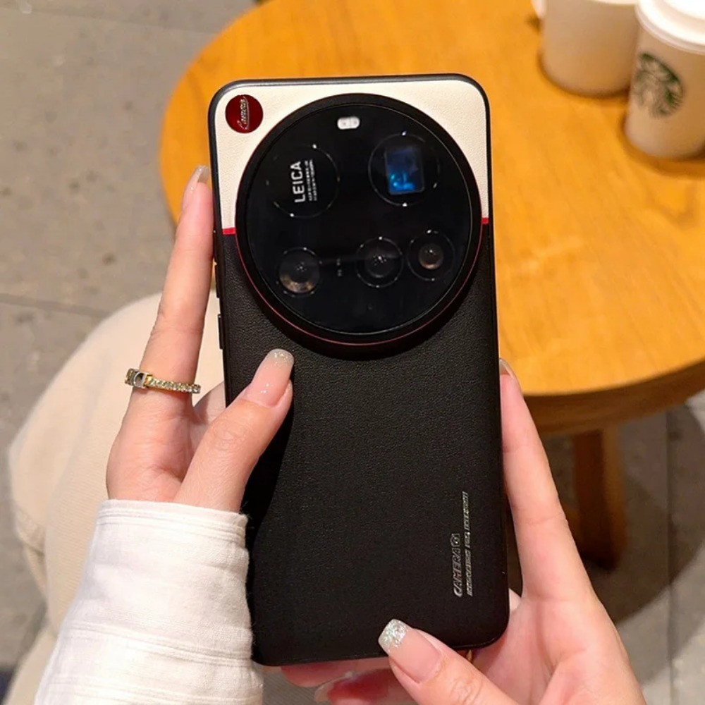 Para xiaomi 15 14 pro ultra 13 caso de luxo ultrafino fosco contrastante couro proteção da câmera titânio prata borda capa