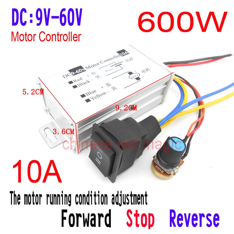 10A DC Motor controller 9v 12v 24v 36v 48v 60v pwm brushless motor controller 600W bldc motor controller