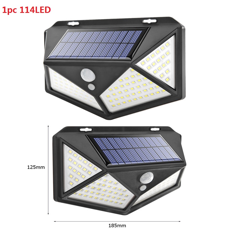 100/208LED Solar Motion Sensor Wall Light Waterproof Yard Security Lamp 3 Modes 120 Degree Four-Sided Wall Lamp: 9